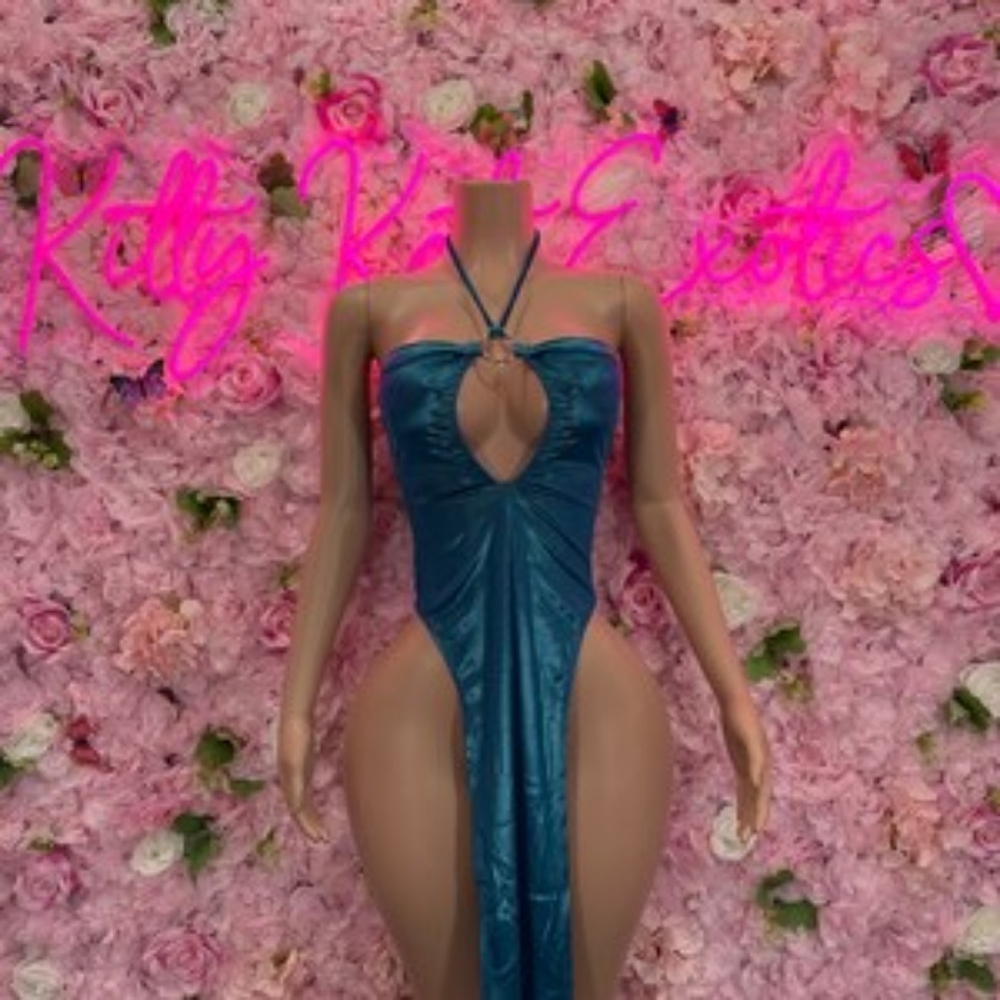 BLUE SEXY BARTENDER STRIPPER EXOTIC WEAR DRESS RAVE OUTFIT